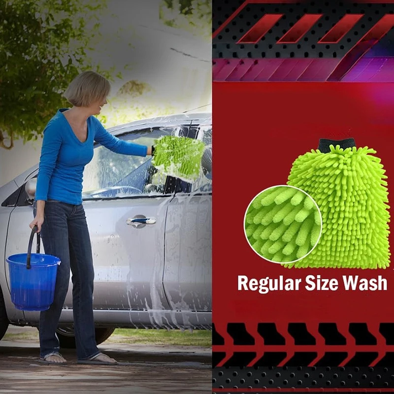Car Wash Gloves Fine Fiber Scratch-resistant Lint-free Chenille Car Truck Boat Window Mirror Home Surface Cleaning