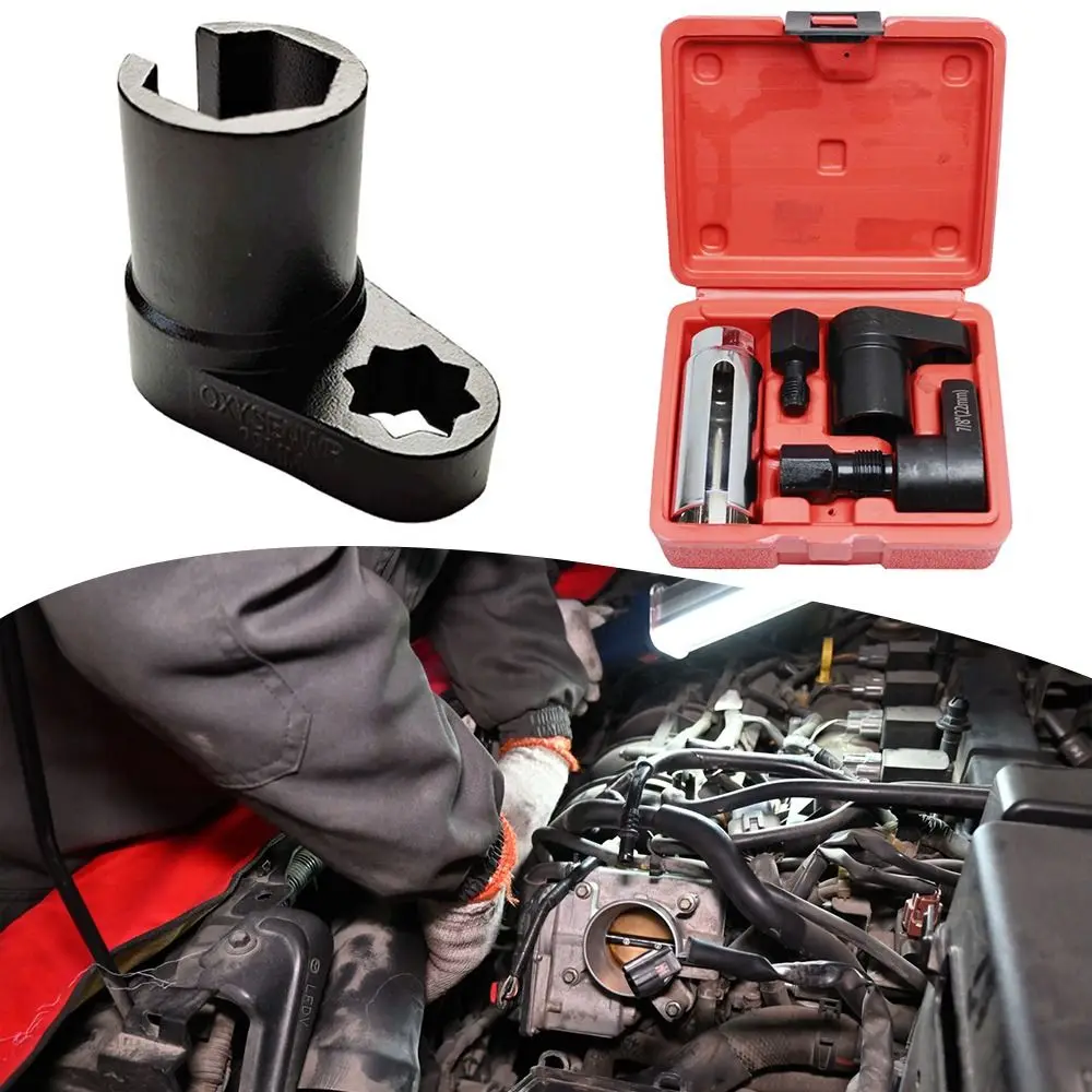 

3/5 шт., красная коробка, инструмент для удаления датчика кислорода, стальные втулки, инструмент для удаления датчика кислорода, инструмент для ремонта, цветение сливы, квадратный рот