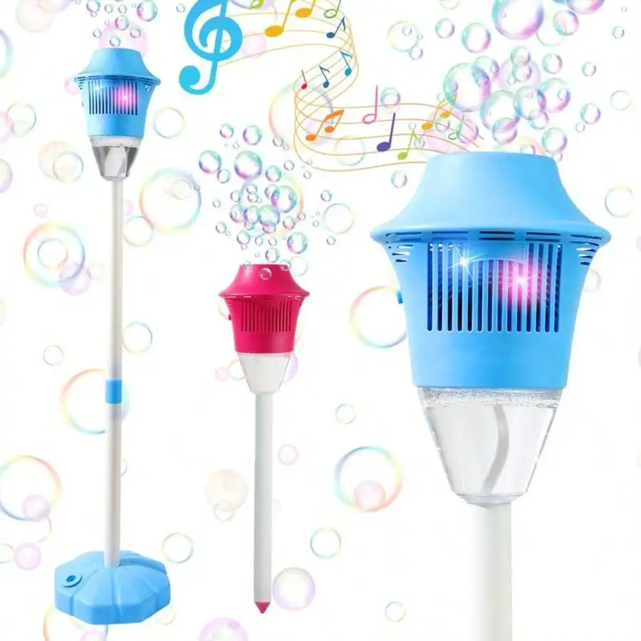 47‑Inch Standing Automatic Bubble Machine, Rechargeable Tall Bubble Generator with LED Lights, Battery Included, Comes with 10Pcs Bubble Liquid, Outdoor Bubble Stand Machine for Kids, Fun Toy for Birthday Parties Events, Bubble Solution Not Provided