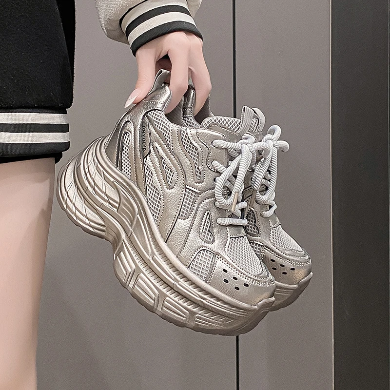 

Woman Shoeschunky High Heel Platform Sneakers Shoes 2025 New Casual Sneakers for Lady
