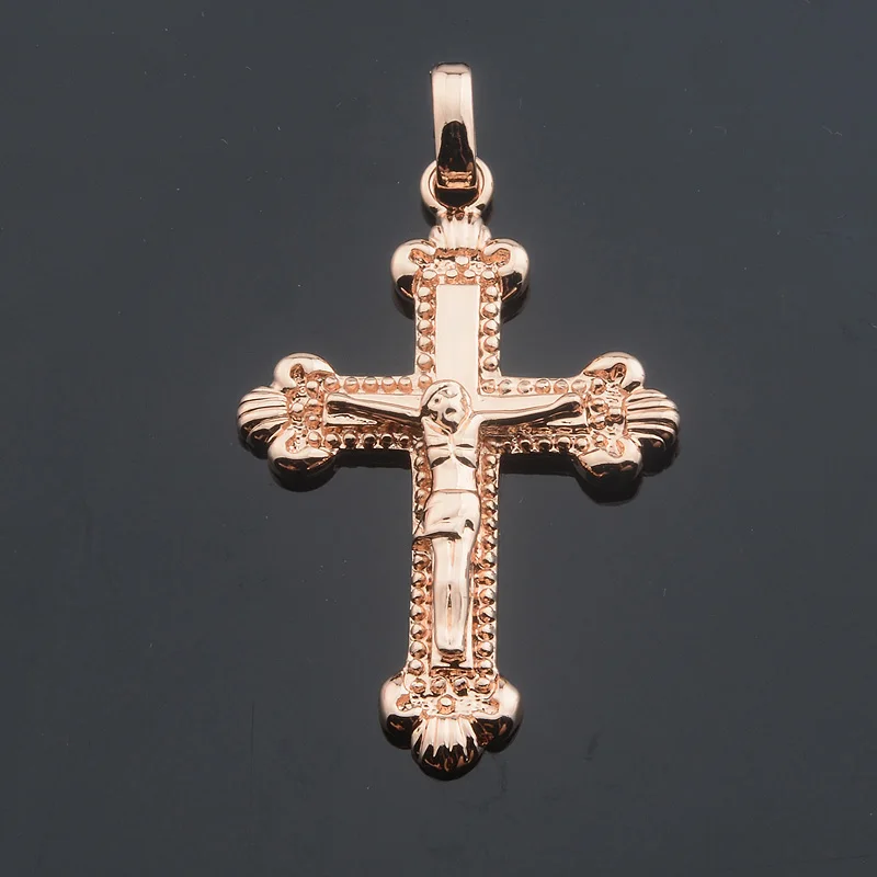 FJ 9 Style Fashion Jewelry Women Mens 585 Gold Color Crucifix Pendant Orthodox Cross Chain