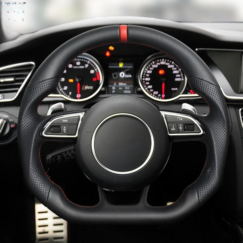 Wear Resistant Full Leather Steering Wheel Easy Installation OE Style for Audi A4 B8 B8.5 2008-2016 Car Interior Parts