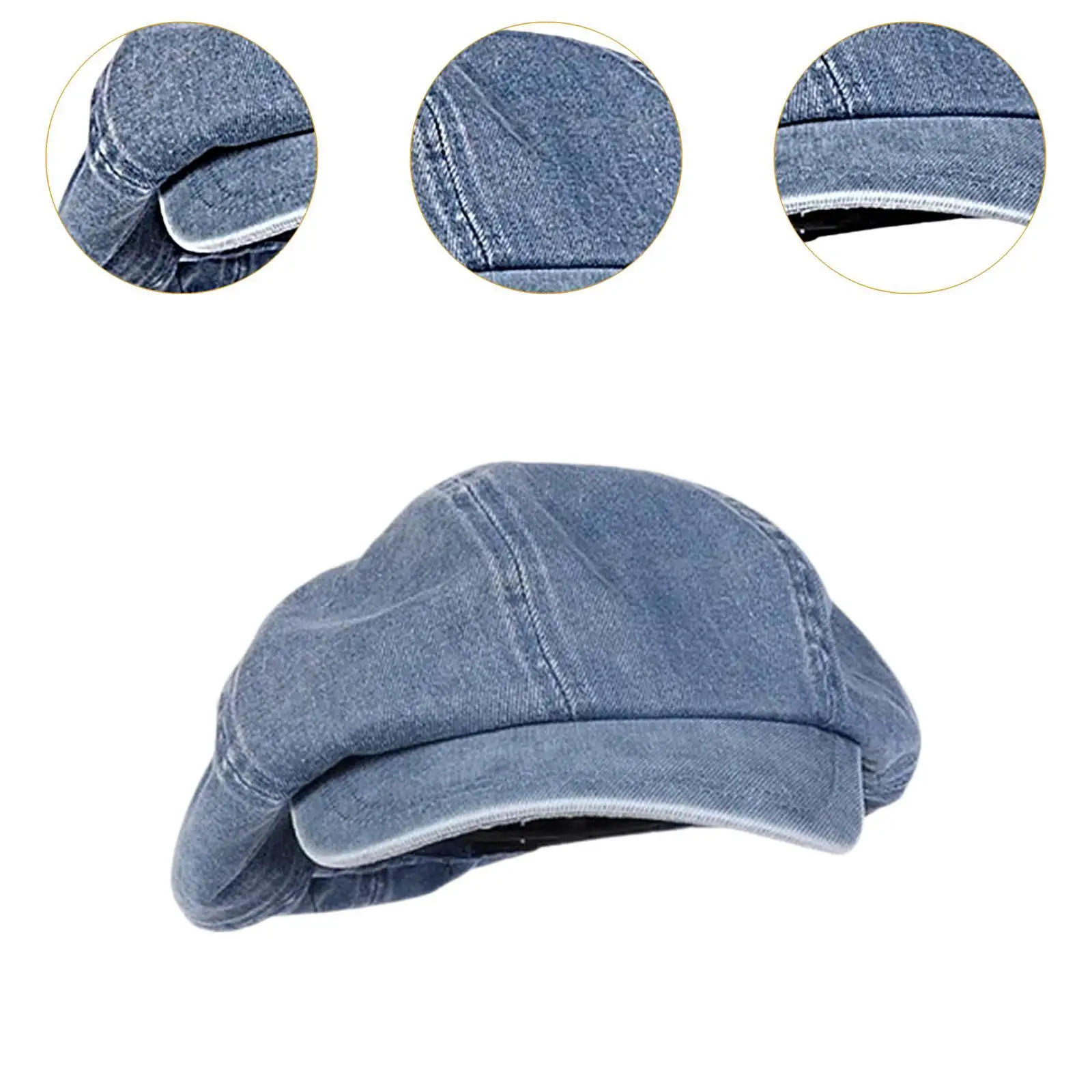 Women Denim Beret Hat Cabbie Driving Hat Stylish Vintage Style Casual Painter Hat Beret Cap for Travel Outing Driving Shopping