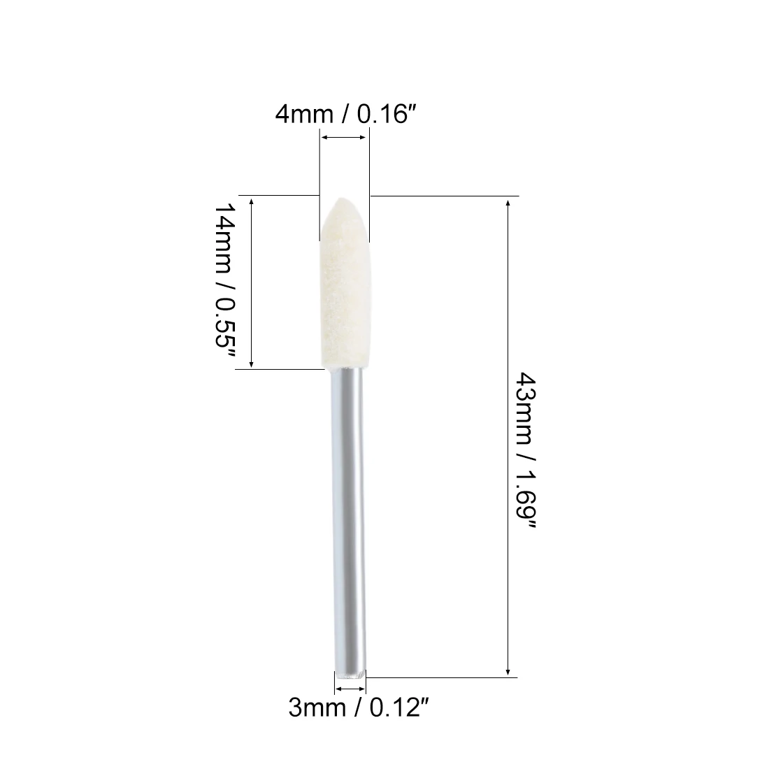 24 Buah 4Mm Wol Merasa Dipasang Titik Meruncing Poles Bit Burr Roda Pengilap dengan 1/8 "Batang