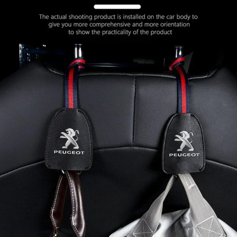 Car Interior Hanging Rope Hooks Bag Hanger for Peugeot 406 405 205 3008 206 5008 308 208 408 508 407 107 Leather Storage Hooks