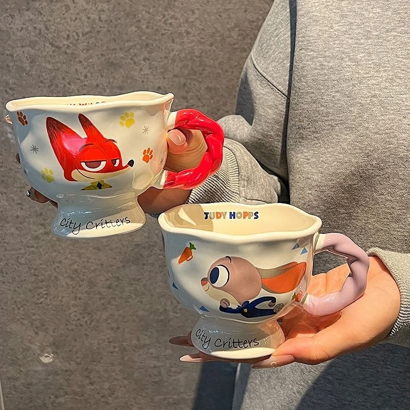 Disney Zootopia Tasse Judy Nick Pärchenbecher Romantische Valentinstagsgeschenke für Disney-Liebhaber Keramik-Kaffeetasse