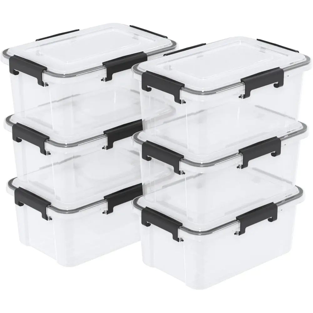

Stackable 12 Qt Clear Plastic Storage Bin with Airtight Lid and Seal