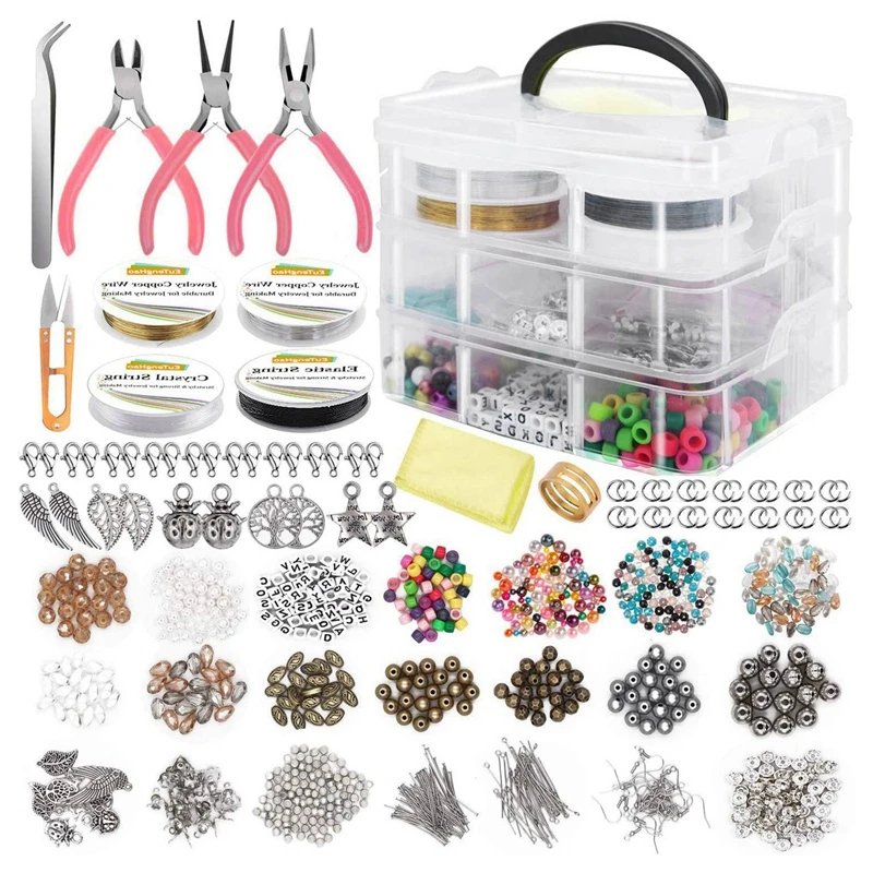 B-M 1171 Pcs Jewelry Making Kit for Necklace Earring Bracelet Making Repair Jewelry Making Tools Kits for Girls and Adults