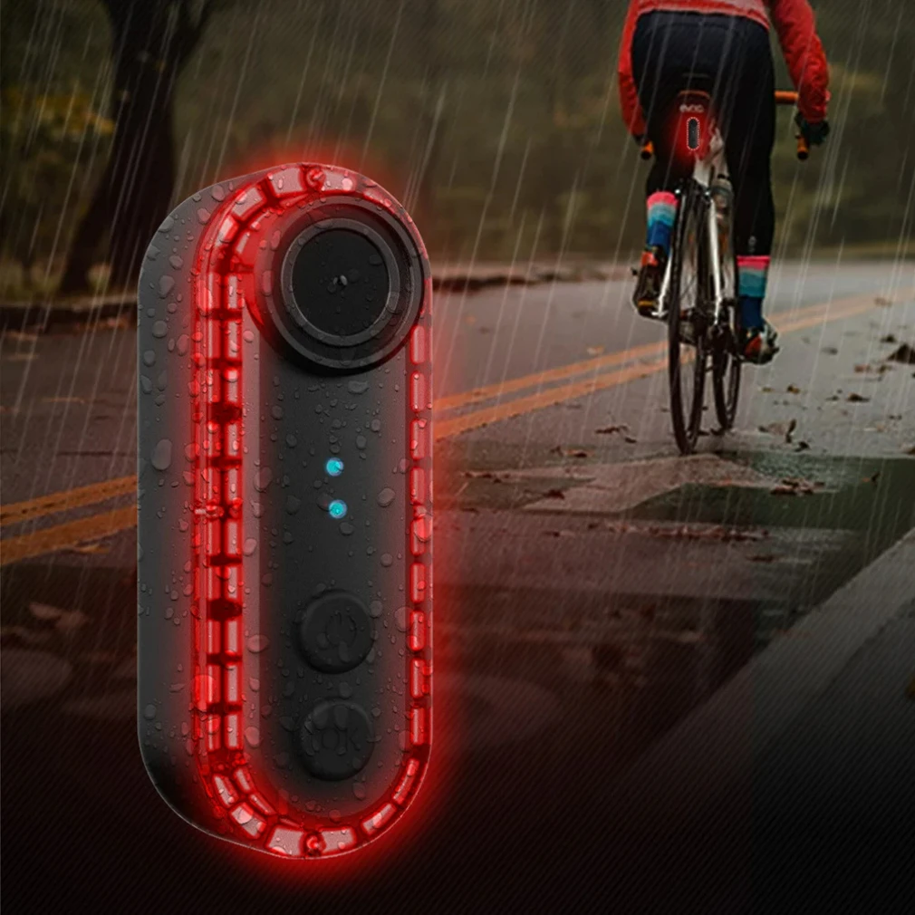 Bicycle Tail Light Camera Recorder IPX6 Waterproof Bike Warning Tail Light 1080P HD Continuous Recording 6H for Riding Cycling