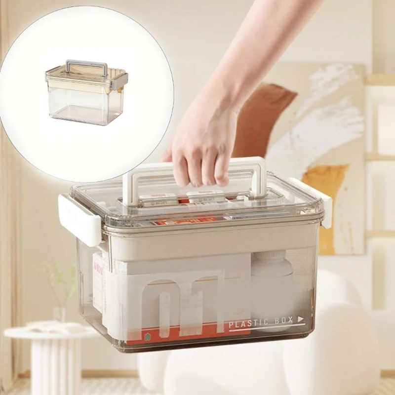 Clear Plastic First Aid Organizers Home Utility Box With Adjustable Compartments For Home And Office Use F19E