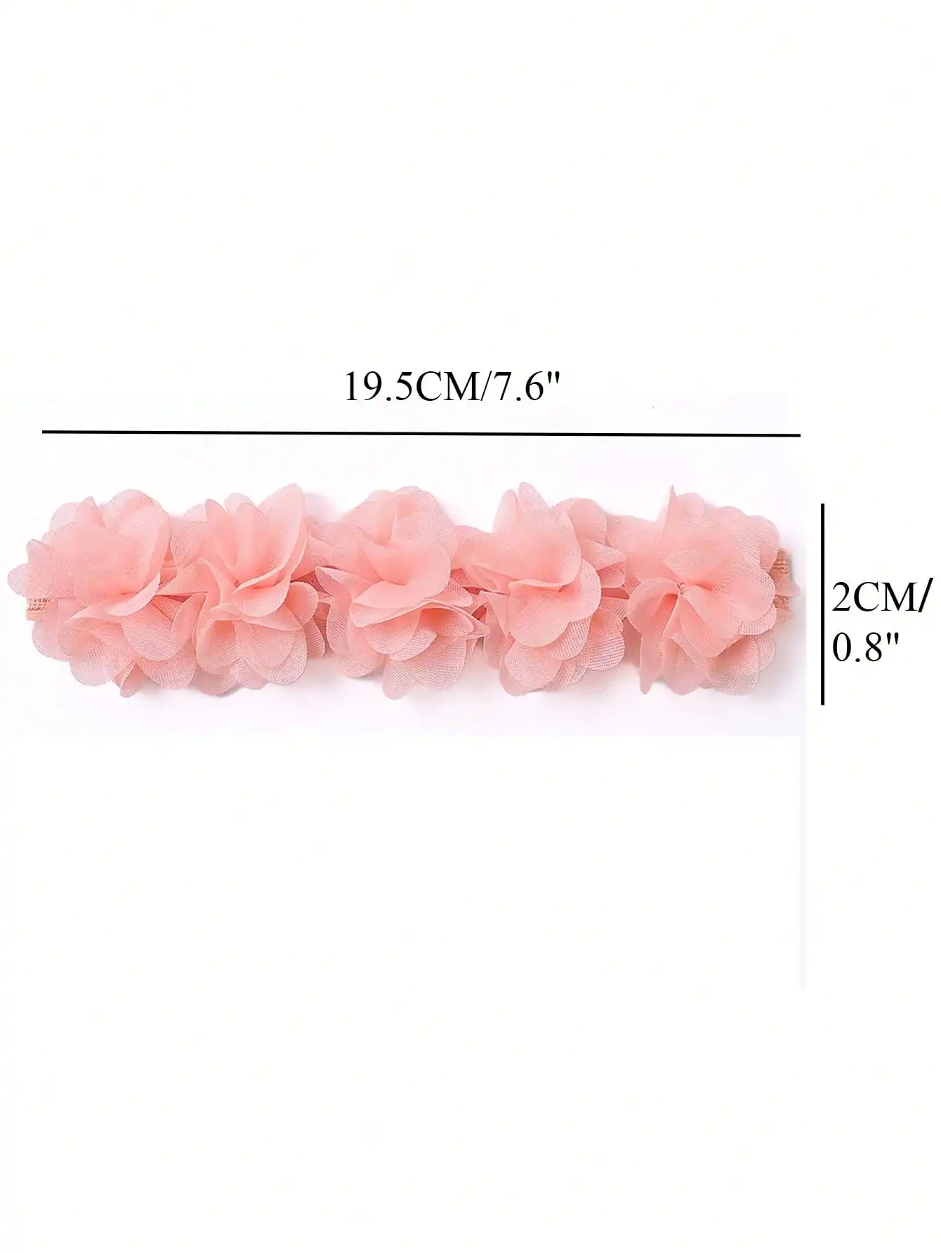 Couvre-chef fait à la main en tissu minable, grappe de fleurs, extensible, bon marché, personnalisé pour bébé, bandeau élastique en mousseline de soie à trois dentelle blanche