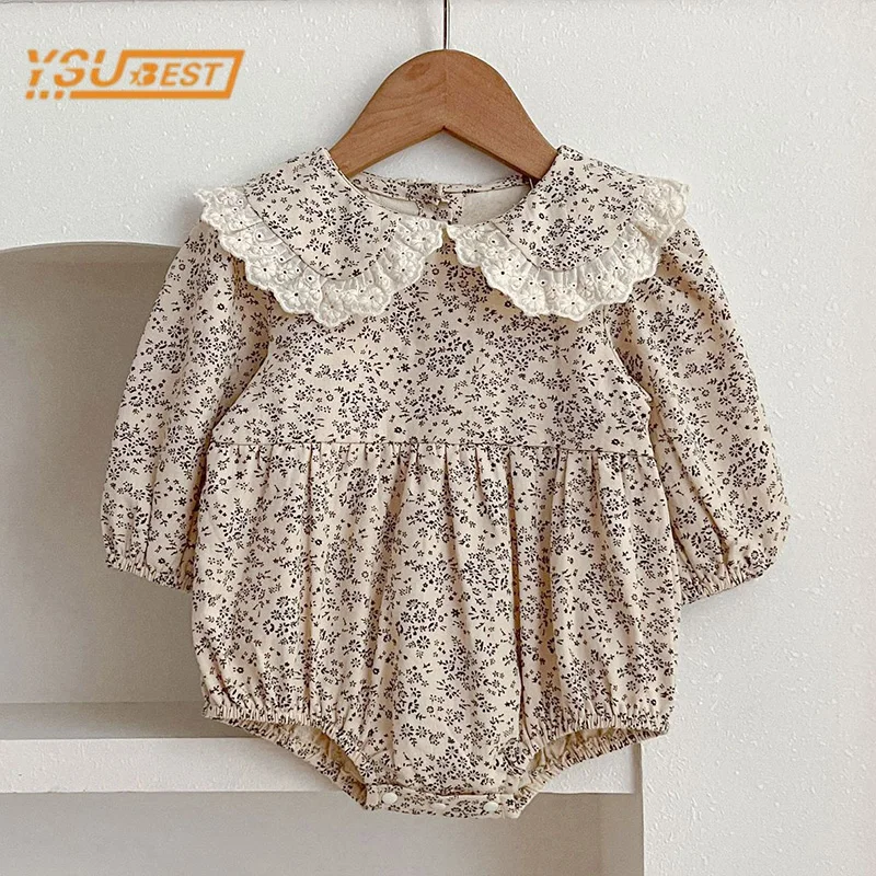 Baby Girls Rompers Newborn Kids Baby Girls Long Sleeve Sweet Flower Printing Princess Rompers Infant Baby Girls Rompers Clothes