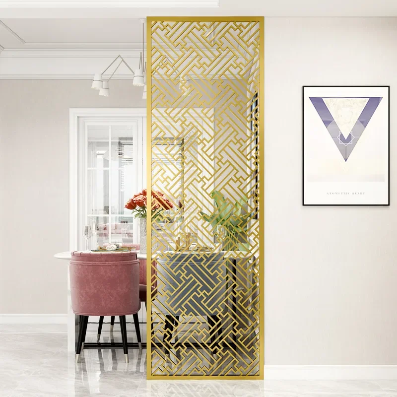 Stainless Steel Partition Screen for Hotel Lobby Sales Office Entrance Outdoor Garden Courtyard Lattice Barrier Project Decor