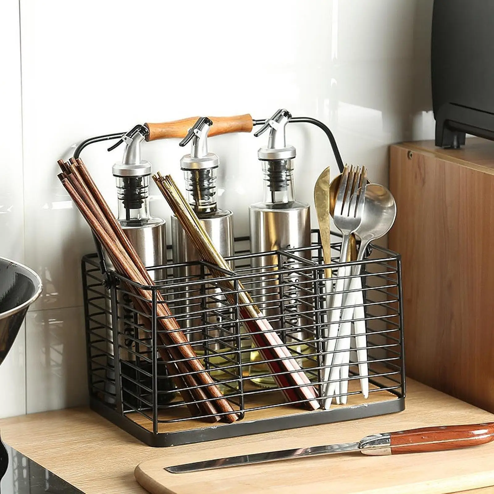 

Kitchen Utensil Holder Metal Utensil Drying Rack Utensil Crock for Spatula