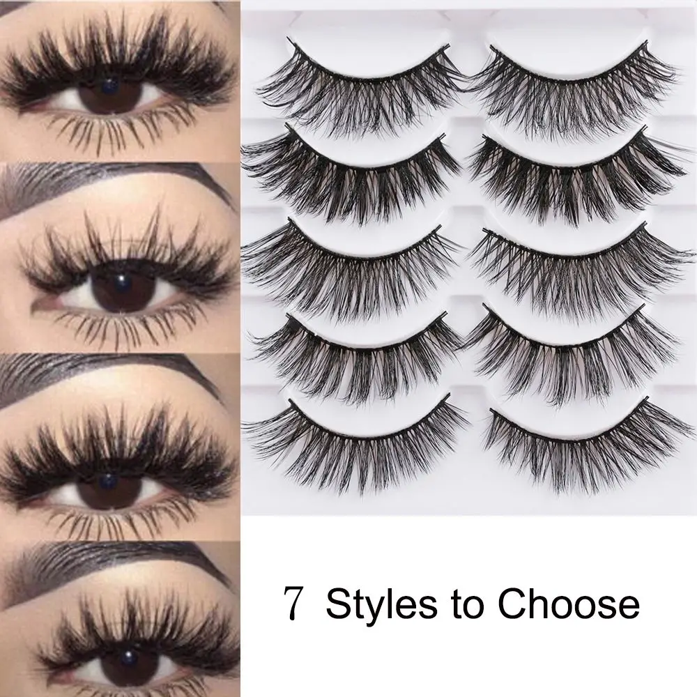 Professional Fashion Handmade Reusable Full Strips Natural Long False Eyelashes 3D Faux Mink Hair Wispy Fluffy