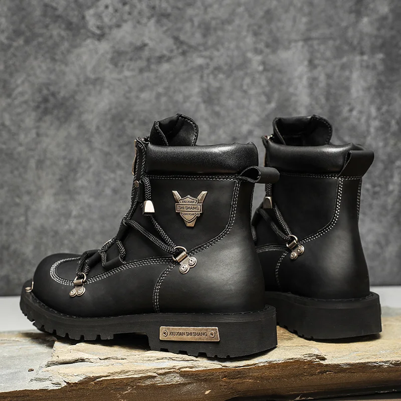 

Men's Winter Waterproof Anti-Slip Plush Lined Snow Boots 2025 Outdoor Hiking Casual Shoes Comfortable Warm Boot