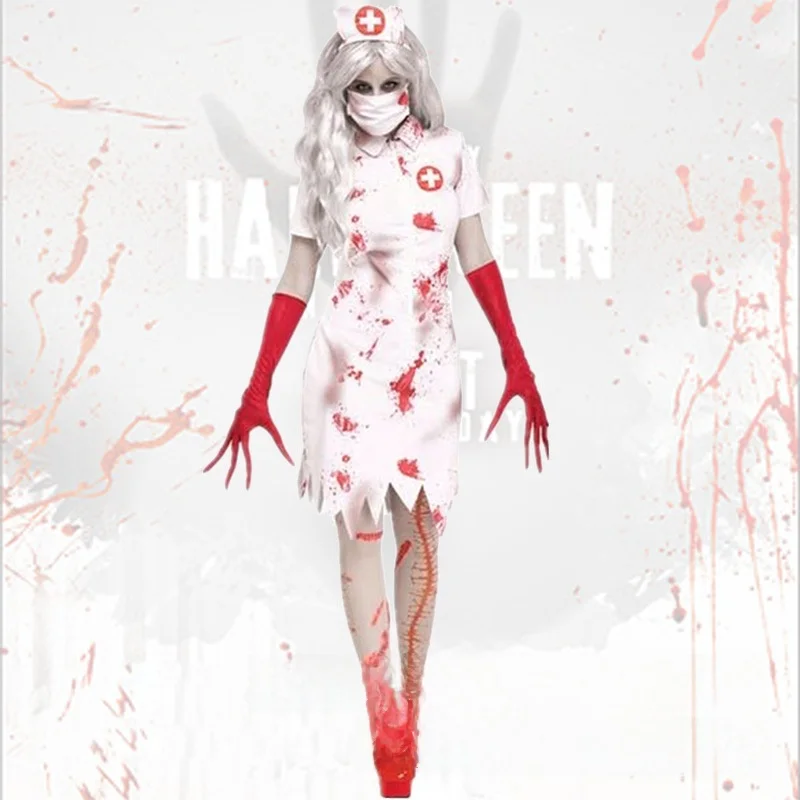Disfraz de Enfermera Zombi para Mujer Adulta, Conjunto de Juego de Roles de Doctora, Disfraz de Zombi para Halloween, Estilo Femenino con Temática Médica