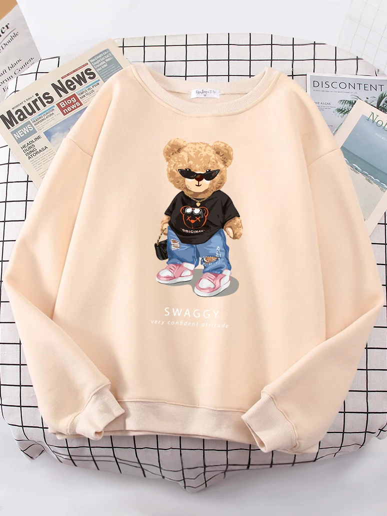 Teddy Bear Goes Out,be Confidence Be Positive Hoody Female Hipster O-Neck Sweatshirt hip hop Oversize Hoody Fashion Casual Tops