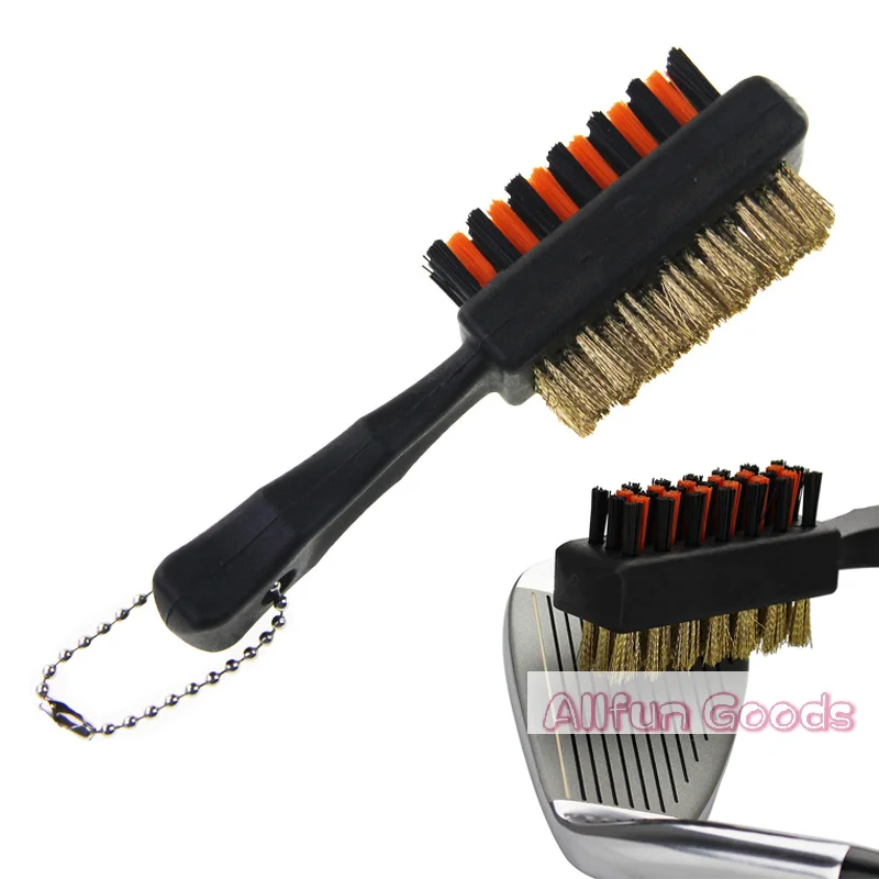 [TG835]Golf Club Brush Groove Cleaner Dual Sided Cleaning Tools, Portable Metal Lightweight Nylon Brushes for Golf Balls Shoes