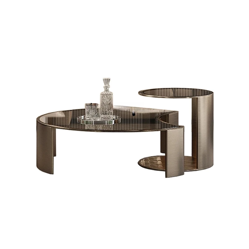 Glass Coffee Table Home Living Room Height Combination Tea Table Italian Light Luxury round Small Tea Table