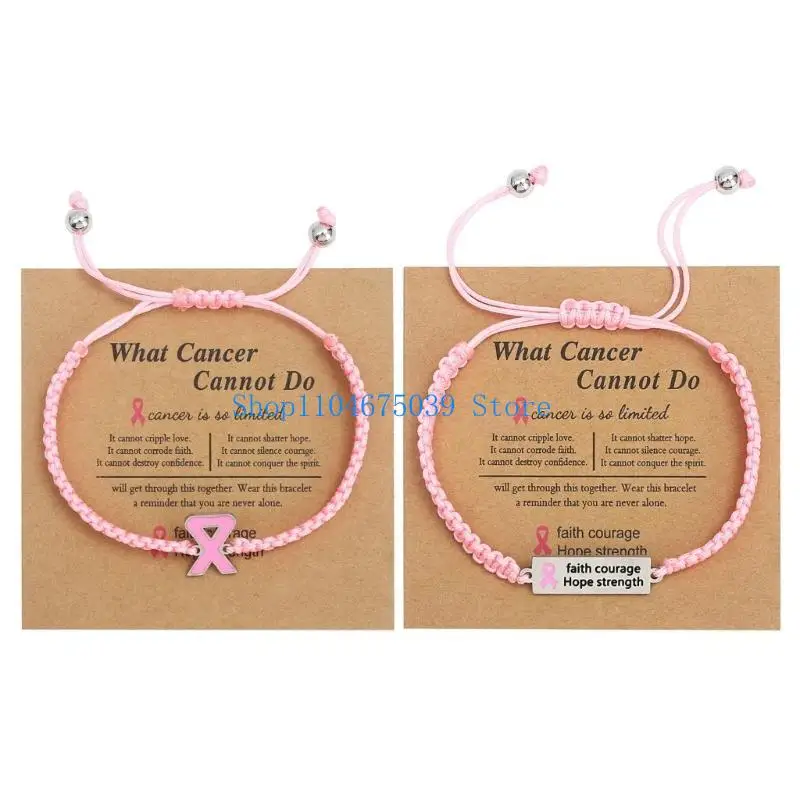 5asd Simple Braid Ribbon Charm Bracelets Breast Cancers Bracelet Bangle Awareness