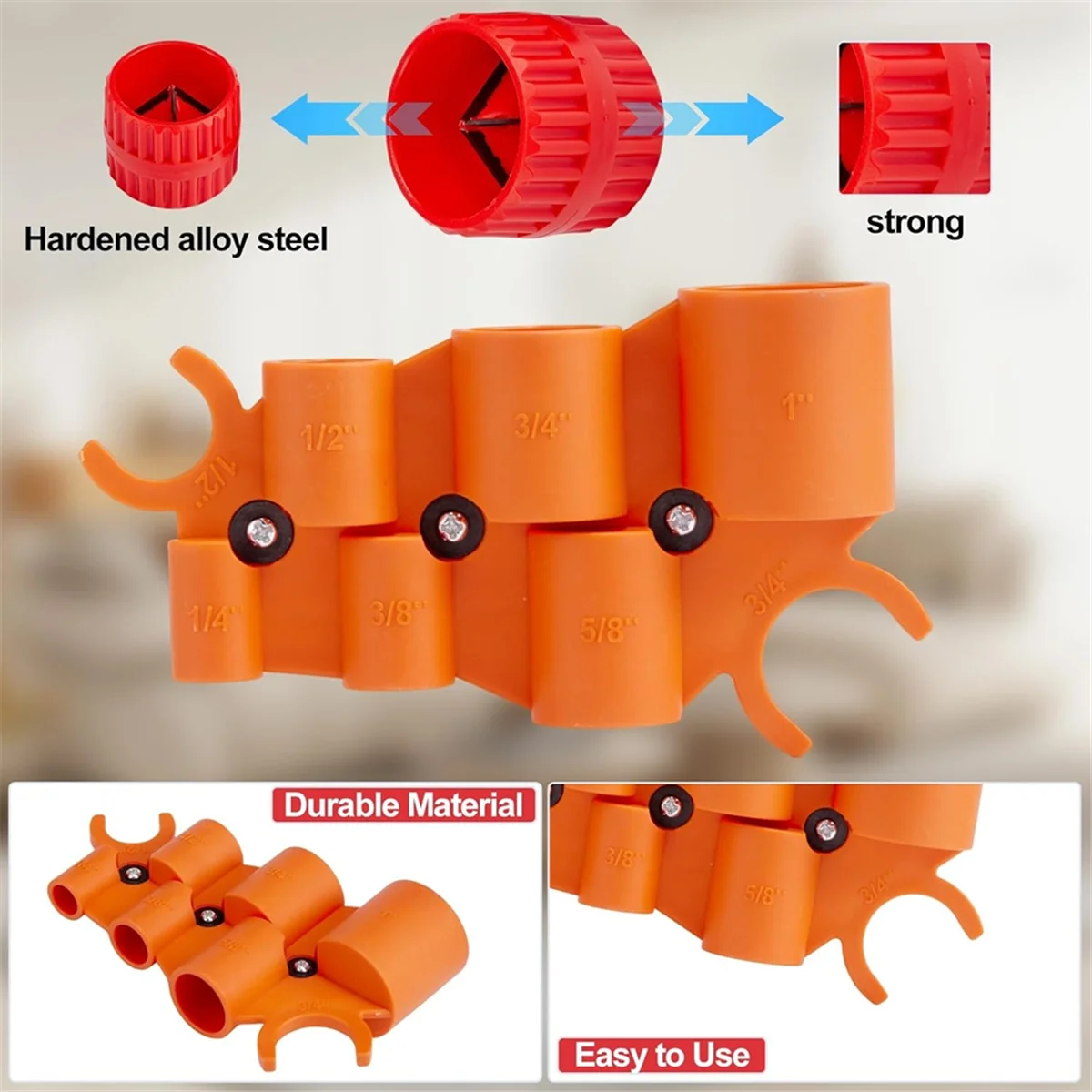 AA25 1/4-1인치 깊이 게이지와 2개의 파이프 디버링 도구 키트, 1/8에서 1-5/8인치 내외부 리머 파이프 튜빙 챔퍼 도구