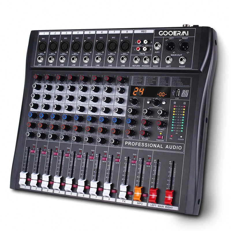 RX8-6 8 Channels and 24 Kinds of DSP Professional Digital Mixer, Studio, Karaoke Room, DJ Controlled Audio Mixer.
