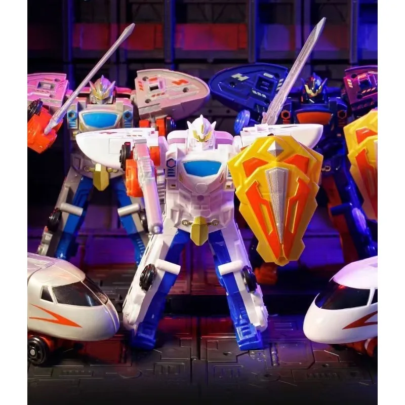 Crianças trem transformando robô brinquedo modelo de ação de herói ferroviário de alta velocidade