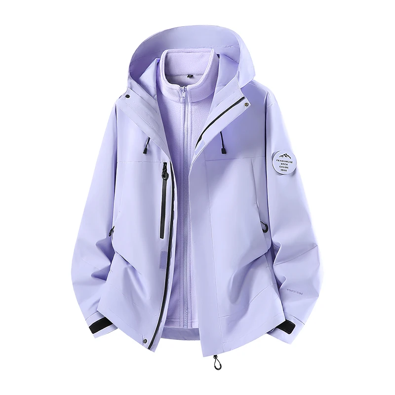 Outdoor 3-in-1 Jacket Women's Autumn Winter Windproof Hooded Thick Mountaineering Clothing Waterproof Warm Stormtrooper Jacket