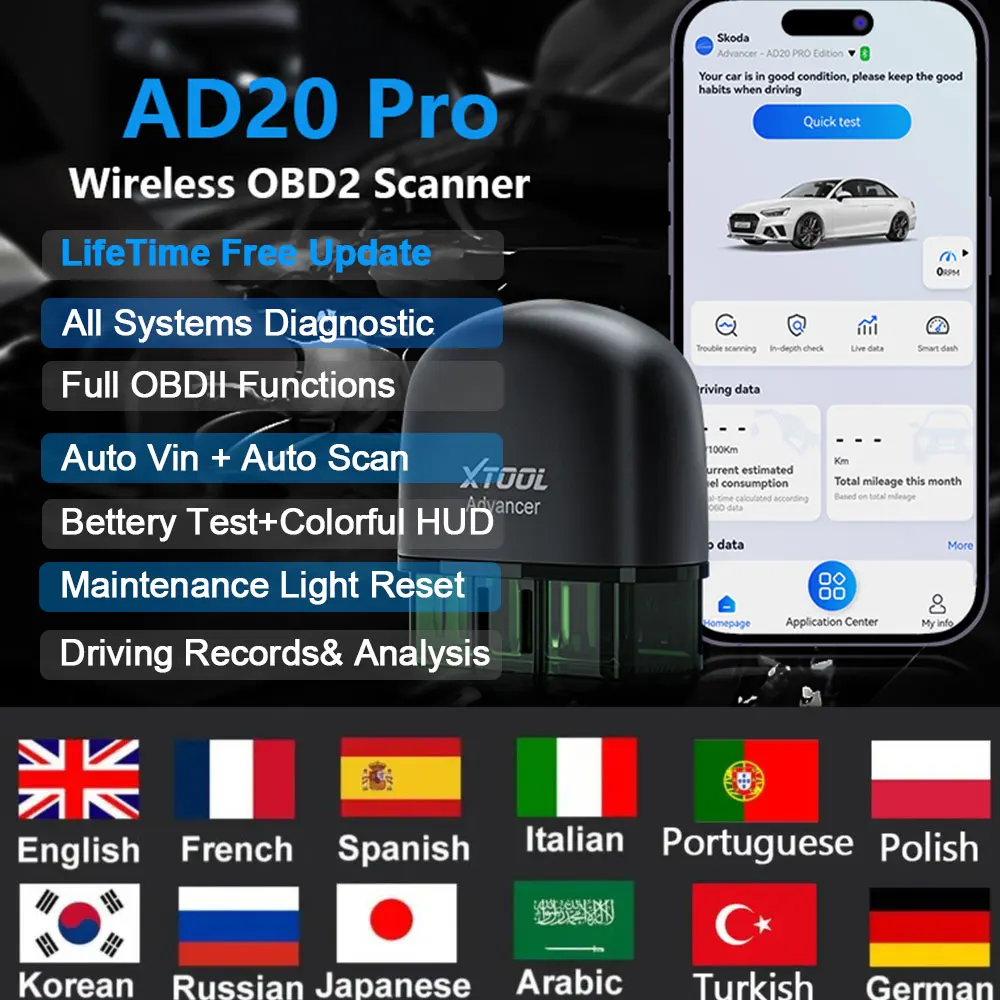 XTOOL Advancer AD20Pro All System Diagnostic Tools Car Code Reader Full OBD2 Function Scanner  Battery Test Upgraded of ELM327