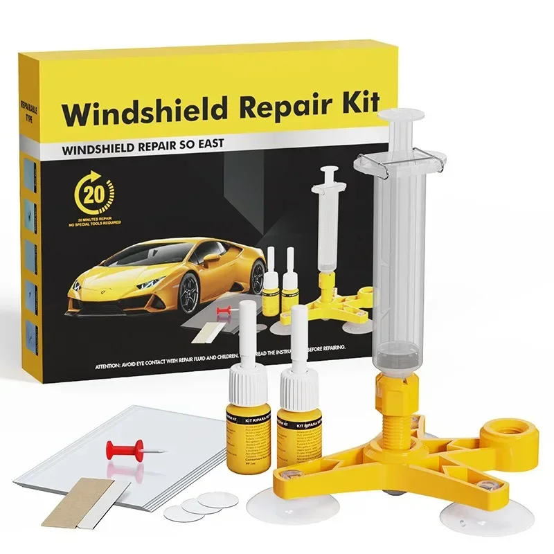 Kit de Reparo de Rachaduras para Para-brisa de Carro DIY, Kit de Reparo de Tela de Celular, Cola de Cura, Acessórios para Reparo de Arranhões e Rachaduras em Vidro Automotivo, Limpeza e Acabamento Impecável