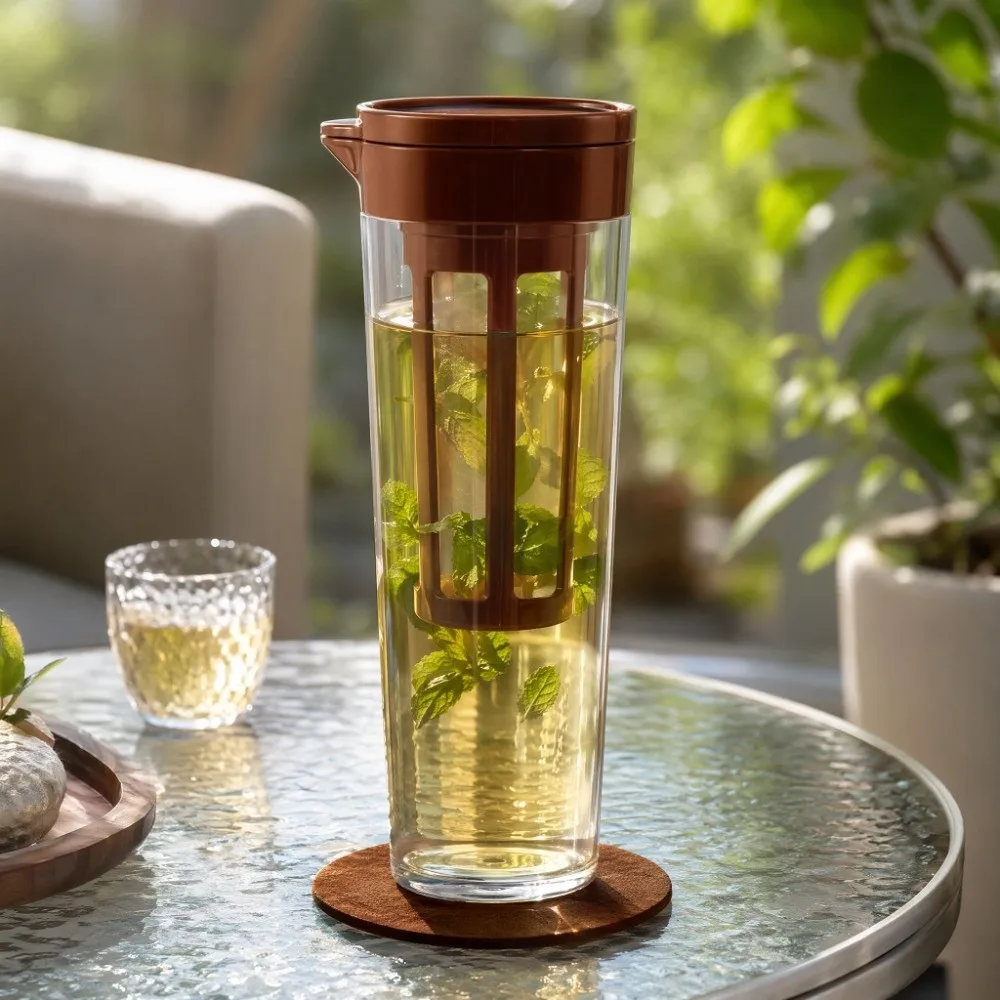 1.1L Cold Water Kettles Transparent Large Capacity Beverage Pitcher with Filter Screen Juice Container Water Jug Office Use