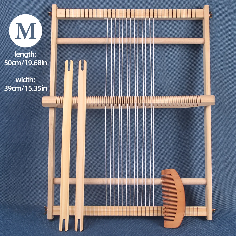 QJH Houten Multi-Craft Weefgetouw 19,6"L x 15,3"W Warp ​ Frame ​ Loom Heddle Bar voor Weave Board Weaver Tapestry Kids Beginner - afbeelding 1
