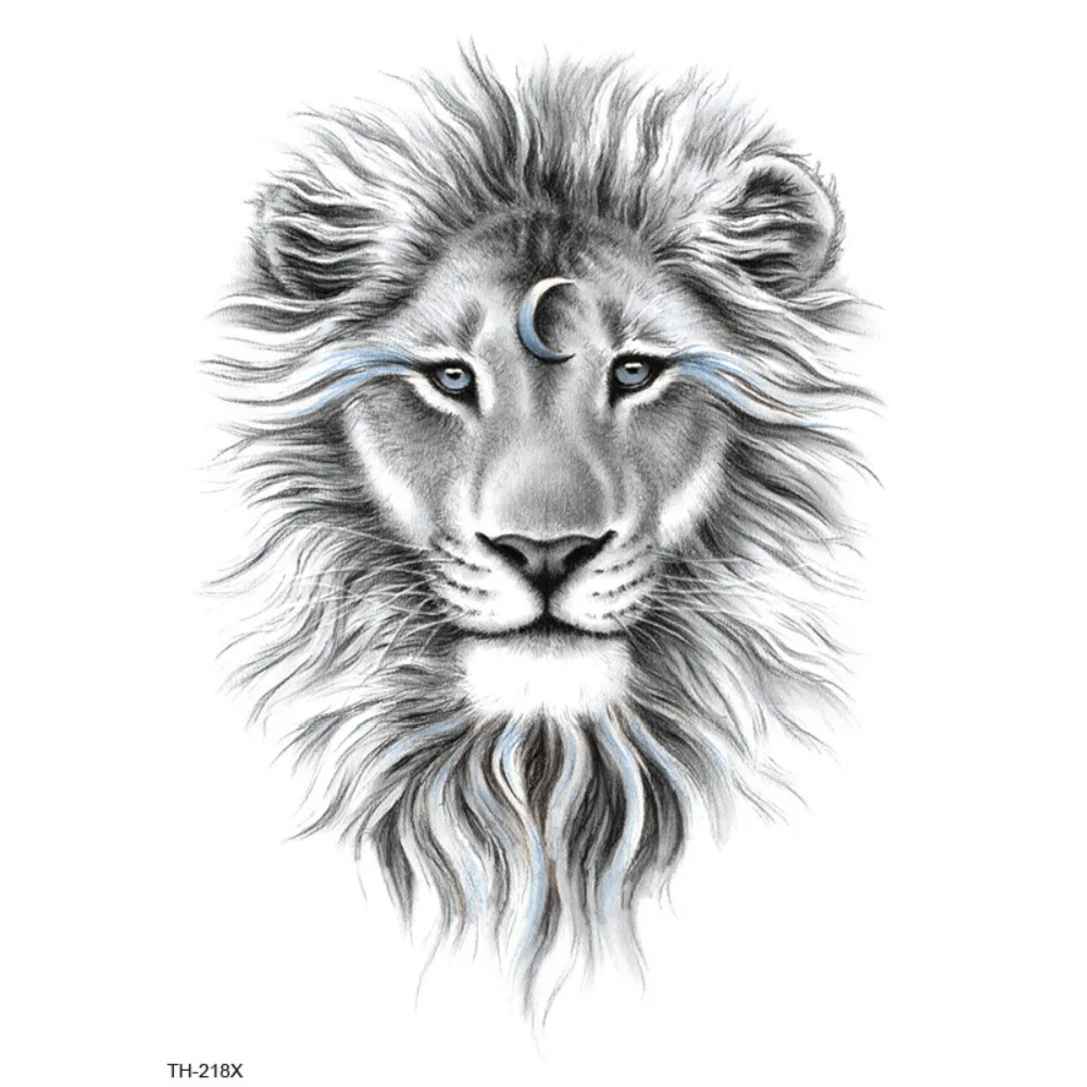 

Wash Painting Style Men's Temporary Tattoos Water Transfer Decals Waterproof Tiger Lion Wolf Tattoo Stickers Disposable Instant