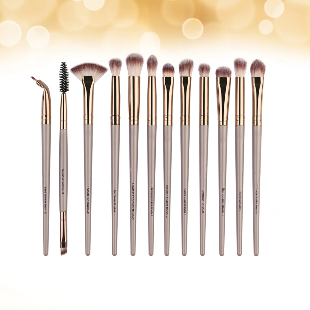 12-delige oogschaduwborstelset Premium kunstvezelharen Kit voor vrouwen Gouden make-uptools Multifunctioneel