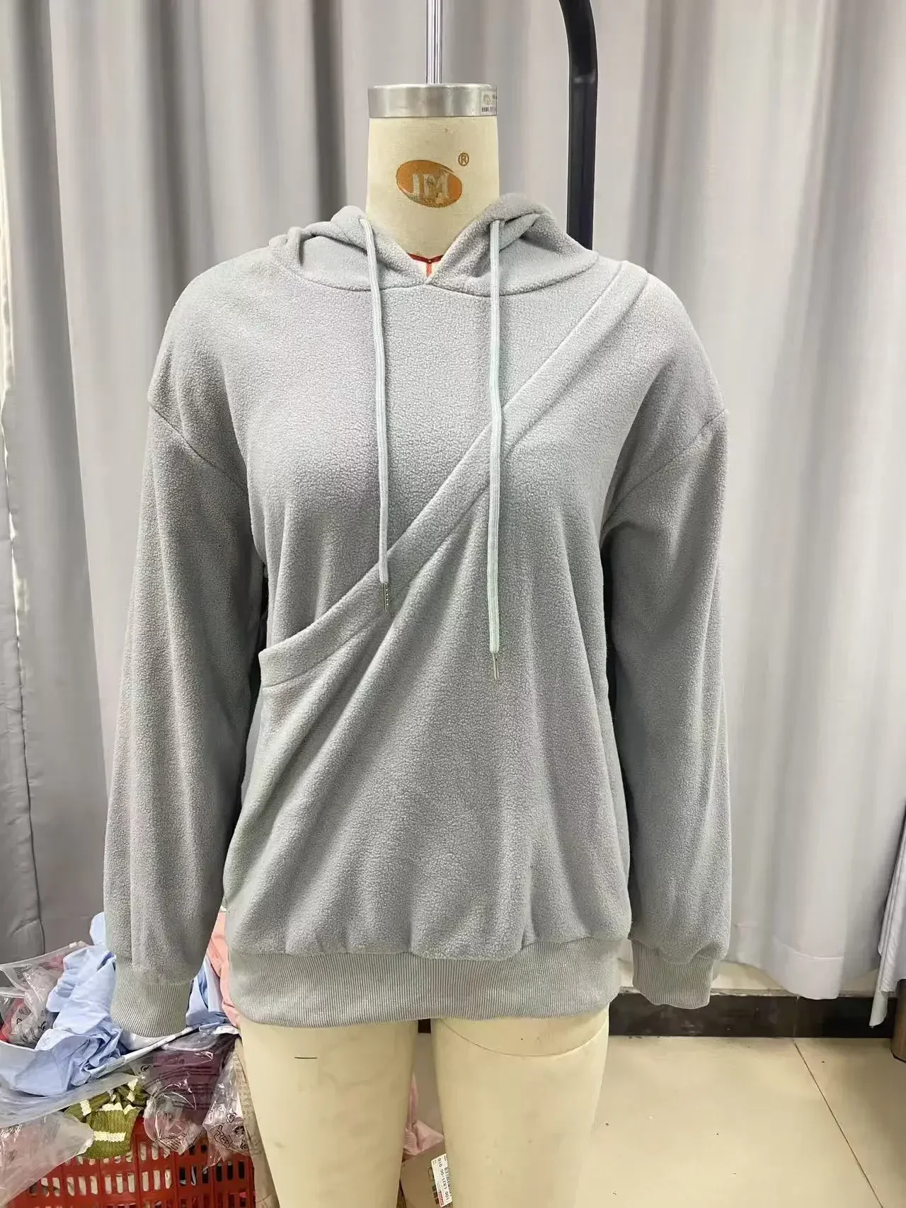Women Solid Hooded Fleece Oversized Pullover Sweatshirt With Pet Pocket Autumn Winter Casual Top Ladies Cozy