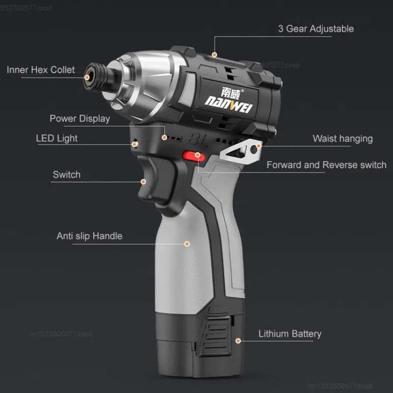 Xiaomi Nanwei Brushless Electric Impact Drill Wireless Electric Screwdriver Set USB Rechargeable Cordless Screwdriver Tools Set