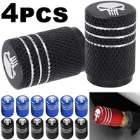 4pcs Skull Pattern Tire Valve Caps  Decor Car Motorcycle Bike Aluminum Alloy Dustproof Cover Wheel Tyre Stem Valve Cap