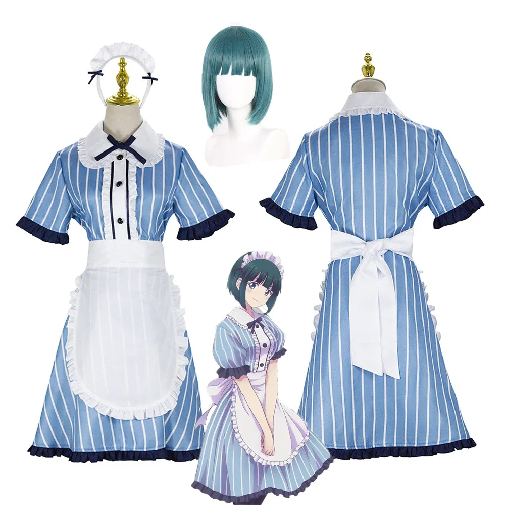 

Goddess Cafe Terrace Shiragiku Ono Cosplay Costume Ouka Makuzawa Akane Hououji New Anime Uniform Maid Dress Skirt Stocking Apron