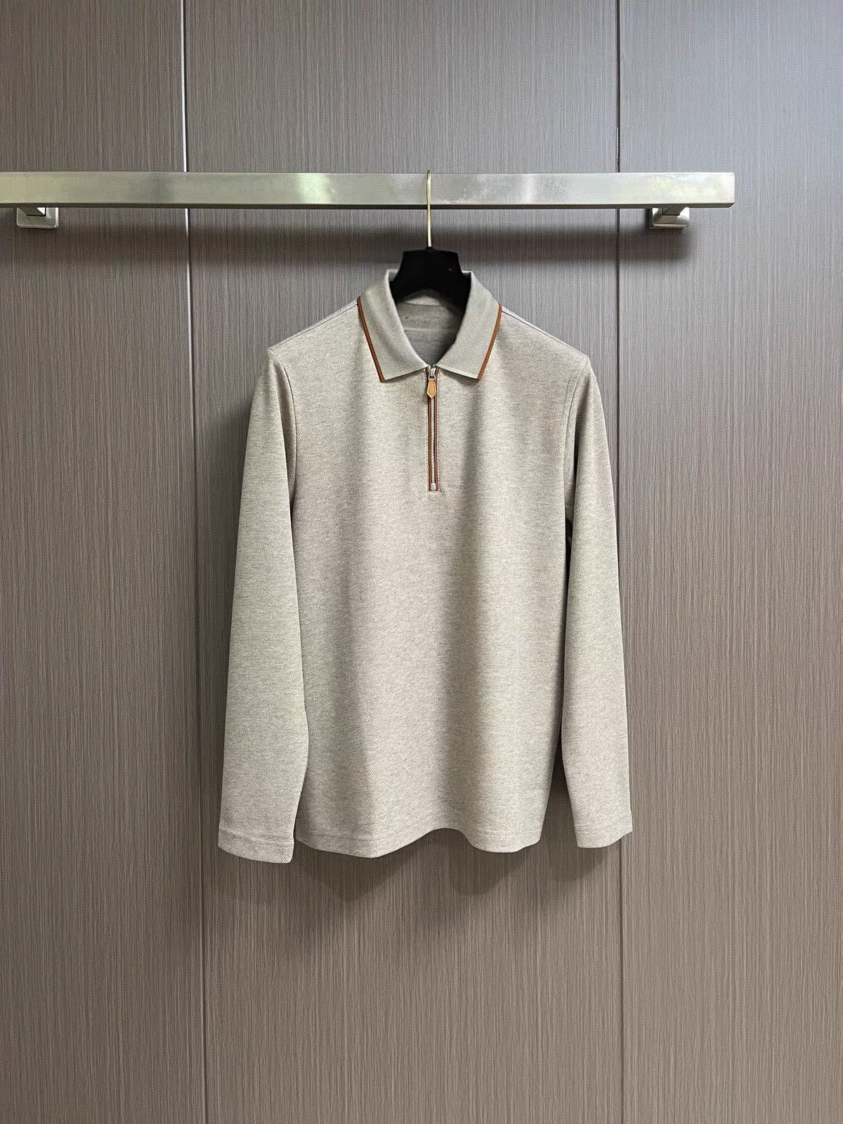 Italian Preppy Style Luxury Men's Knitted Wool Blend  Shirt No Logo Turn-down Collar Half Zip Autumn Fashion Casual Wear