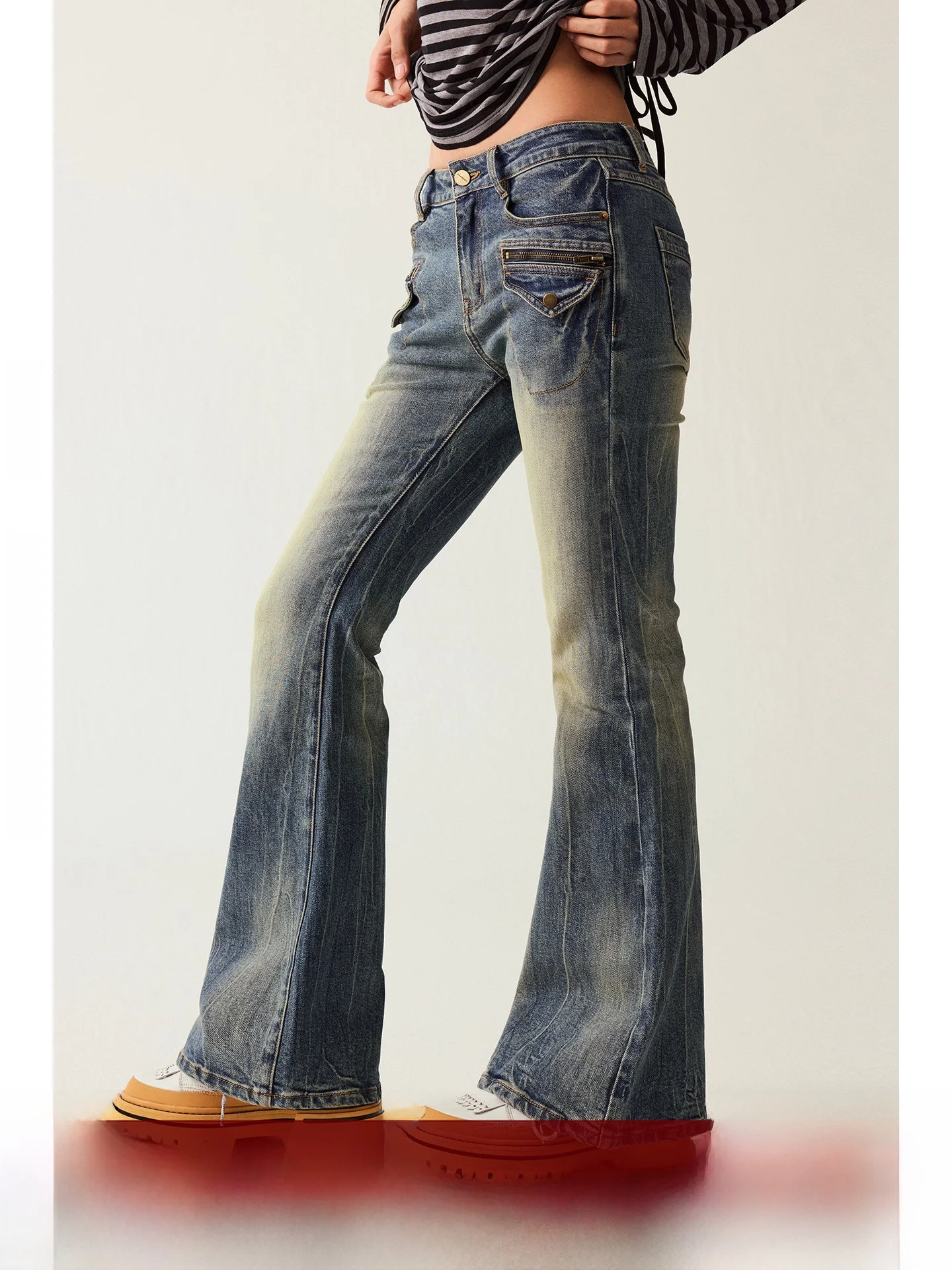 

Джинсы BeerBro New Journey: облегающие, с легким расклешением, с низкой посадкой, из смесового хлопка, женские, модные, весна-лето-осень