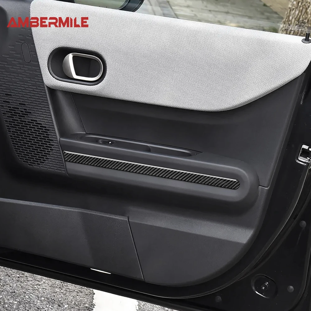 LHD RHD for Mini Cooper S F65 2024 2025 Car Door Decorative Strips Interior Sticker Real Soft Carbon Fiber Panel 4pcs/set