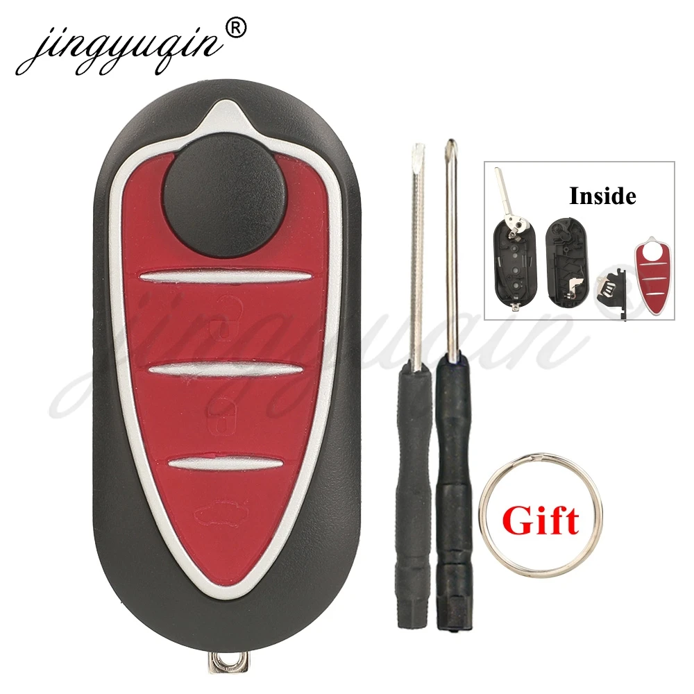 jingyuqin 3 Buttons Folding Flip Remote Car Key Shell Case Cover Fob for Alfa Romeo Mito Giulietta 159 GTA Uncut Blade SIP22