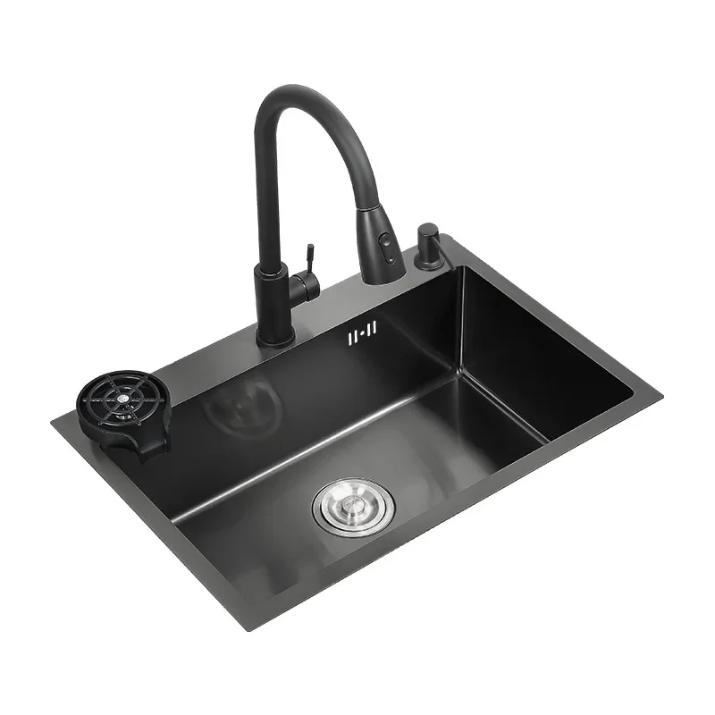 Drop In Kitchen Sink Stainless Steel Undermount Basin Large Single Slot Workstation Sinks Household Dishwashing Basin Sink drain