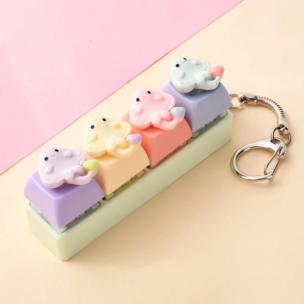 Cartoon 4-Key Marine Animals Keychain Squeezable Finger Button Dolphin Keychain Ocean-themed Funny Fidget Keychain