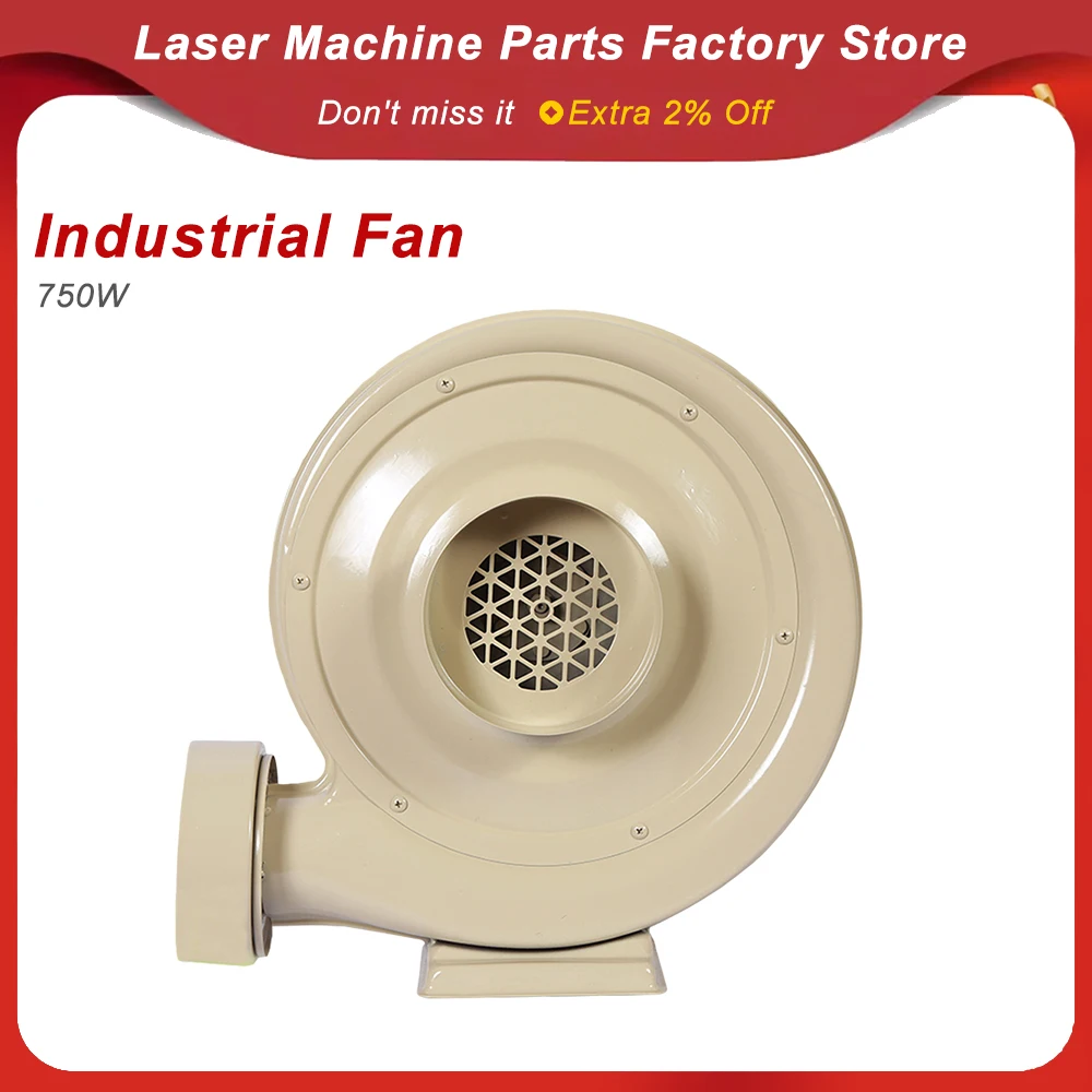 220V 750W Exhaust Fan Blower Medium Pressure Low Noise for CO2 Laser Cutter Engraving Ventilation