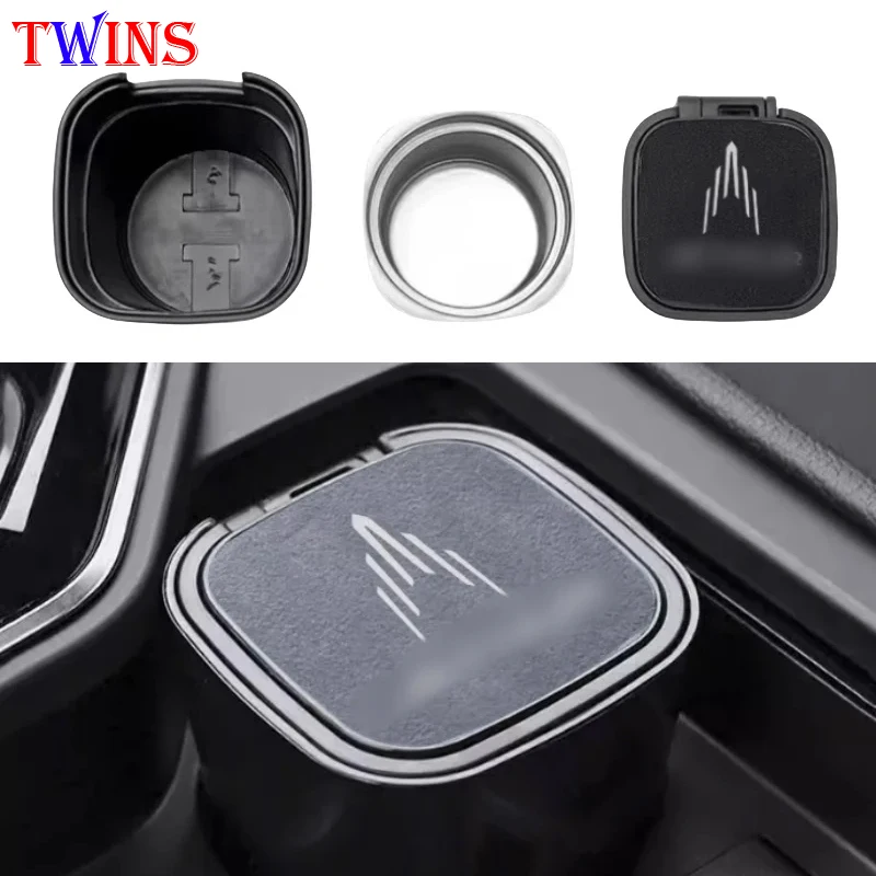 Car Ashtray Suede Cover with Light Multifunctional Metal Easy To Clean Metal Interior Ashtray Fit for JETOUR Traveler T2 2023+