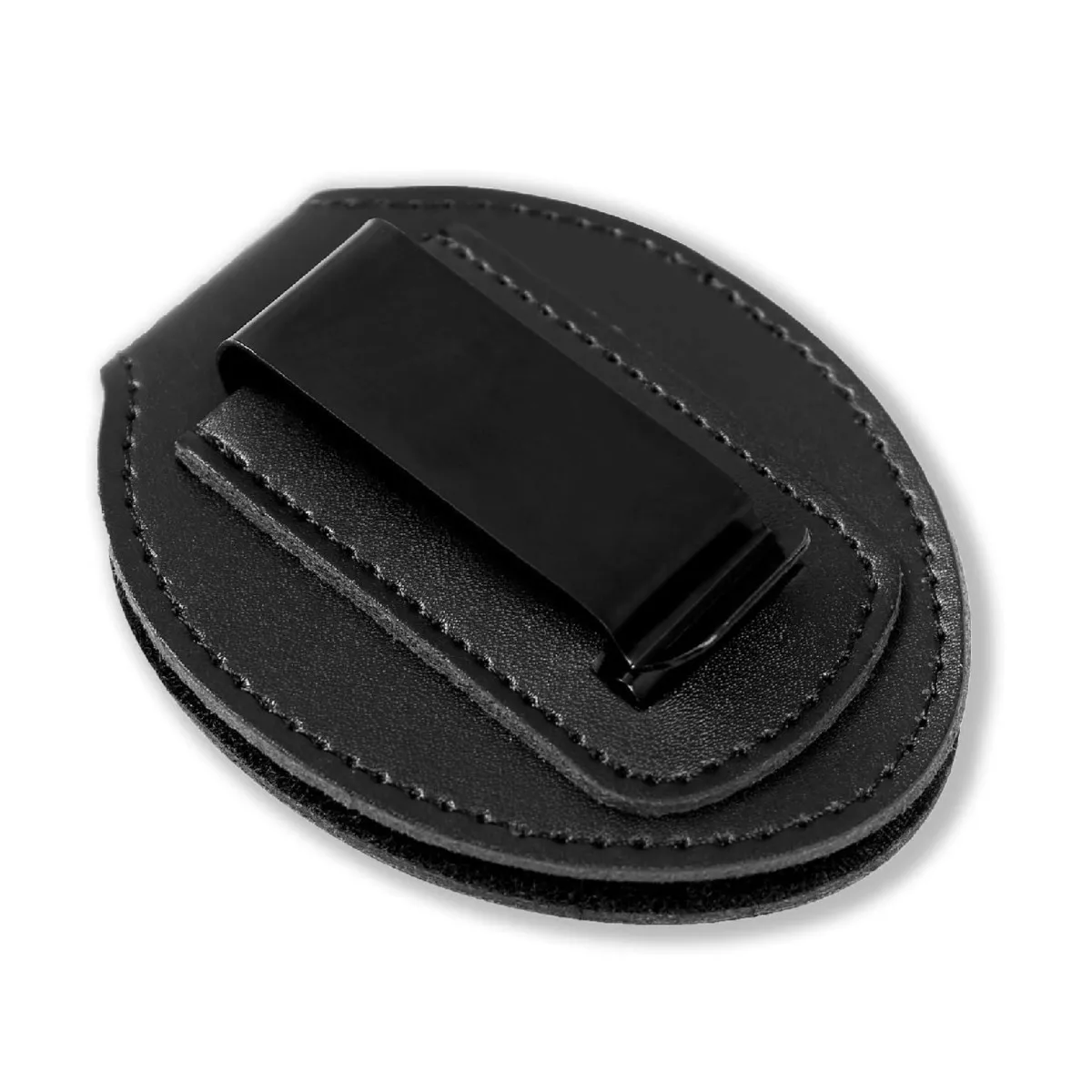 Genuine Leather Oval Badge Clip Badge Holder ID Credential Leather Pouch Cosplay Collection Protective Cover