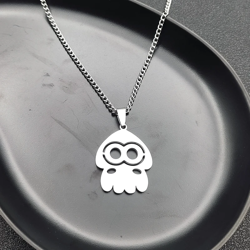 Splatoon Game Peripheral Octopus Titanium Steel Pendant Necklace Jewelry Anime Model Girl Holiday Gift