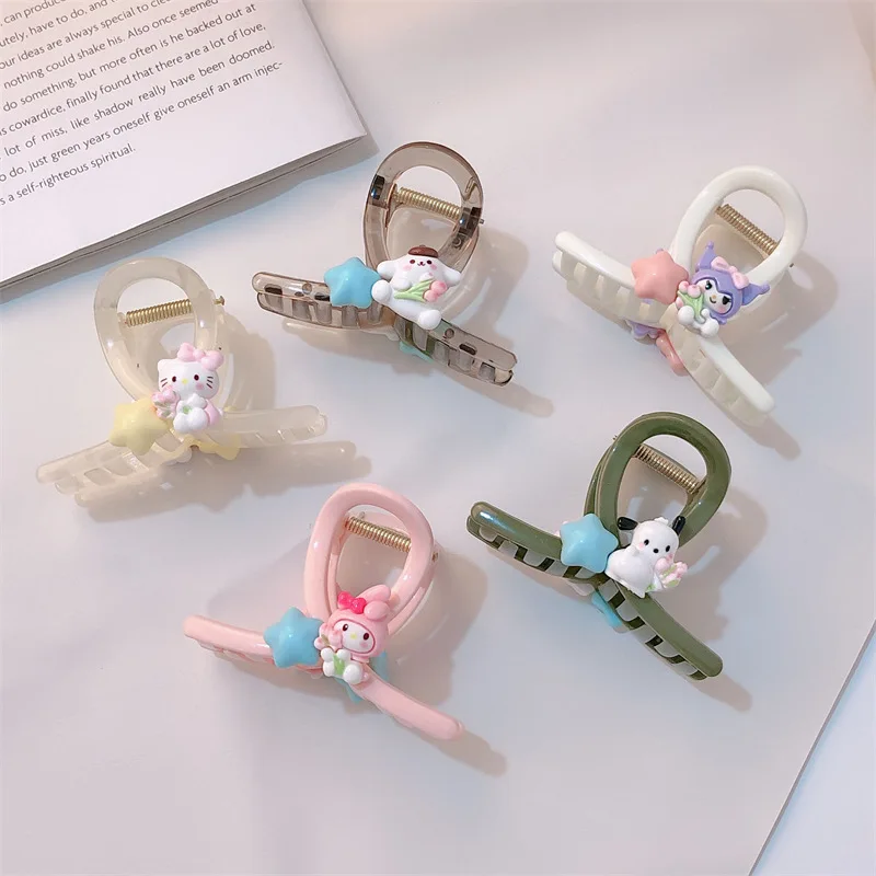 

Sanrio Kawaii HelloKitty Tiny Spot Hairpin Cinnamoroll Kuromi MyMelody Anime Cartoon Large Size Girl Hair Accessories New Gift